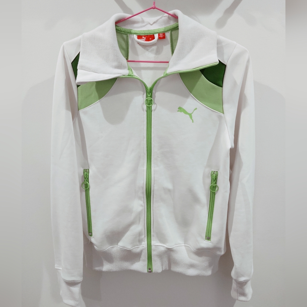 Puma White and Green Track Jacket